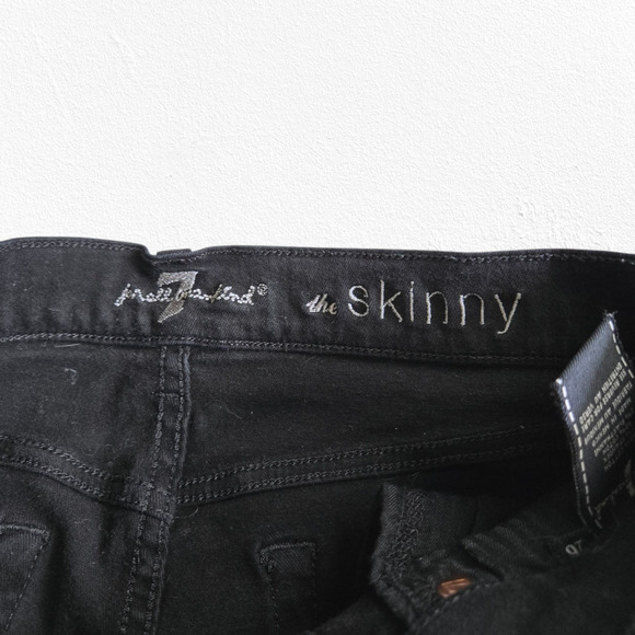 7FAM Matte Black High Waisted Stretch 7 for all mankind The Skinny Jeans Size 26 - Picture 4 of 11